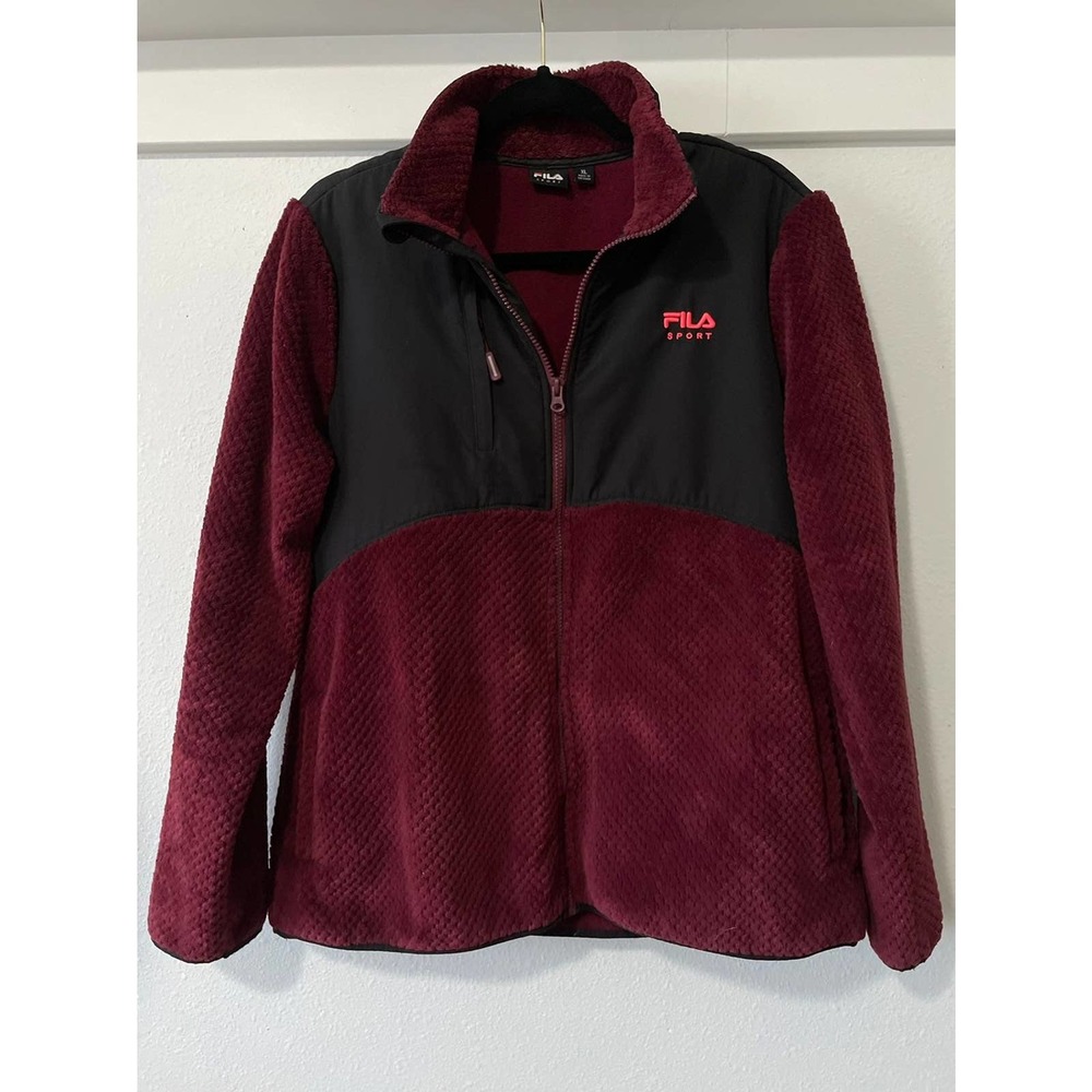 Fila Sport Fleece Plush Zip Up Jacket Womens XL